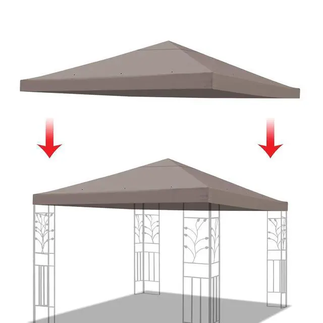 Alt view image 4 of 7 - YardGrow 10x10 FT Gazebo Replacement Canopy Top Cover Single Tiered Patio Sunshade Upgraded UV Protection, Canopy Cover ONLY (Taupe)