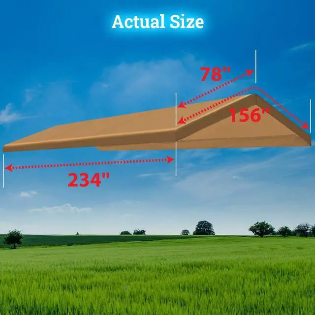 Alt view image 3 of 7 - YardGrow 12x20ft Carport Canopy Replacement Cover Garage Tent Tarp Waterproof & UV Protected with Bungees, Frame Not Included (Tan)