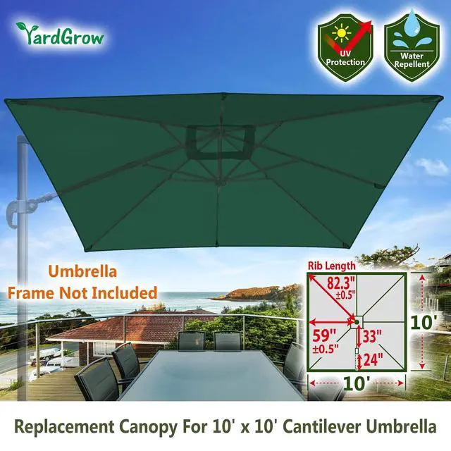 Alt view image 3 of 4 - YardGrow 10'x10' Umbrella Canopy Replacement Cantilever Umbrella Replacement Canopy, Canopy ONLY, Frame NOT Included