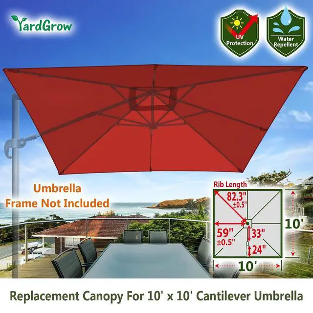 Alt view image 3 of 6 - YardGrow 10'x10' Umbrella Canopy Replacement Cantilever Umbrella Replacement Canopy, Canopy ONLY, Frame NOT Included