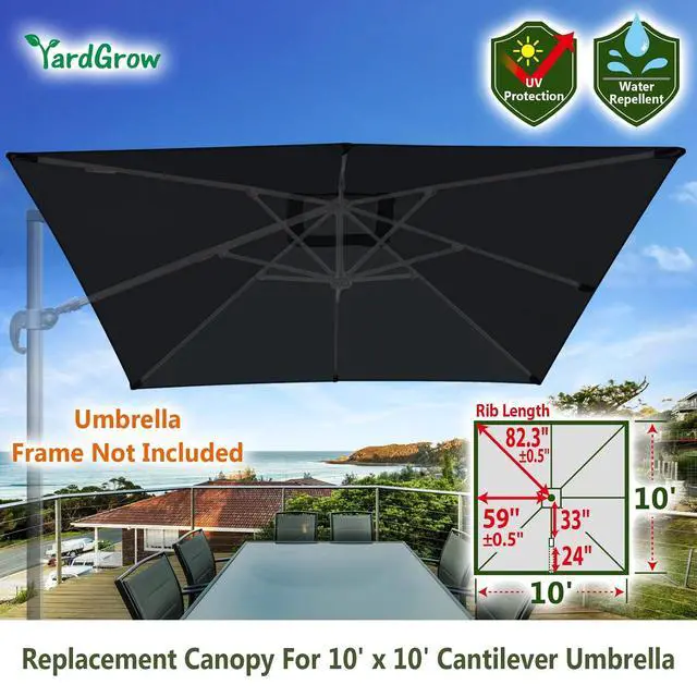 Alt view image 2 of 5 - YardGrow 10'x10' Umbrella Canopy Replacement Cantilever Umbrella Replacement Canopy, Canopy ONLY, Frame NOT Included