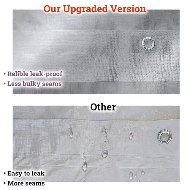 Alt view image 4 of 7 - YardGrow 12x20ft Carport Canopy Replacement Cover Garage Tent Tarp Waterproof & UV Protected with Bungees, Frame Not Included (Silver)