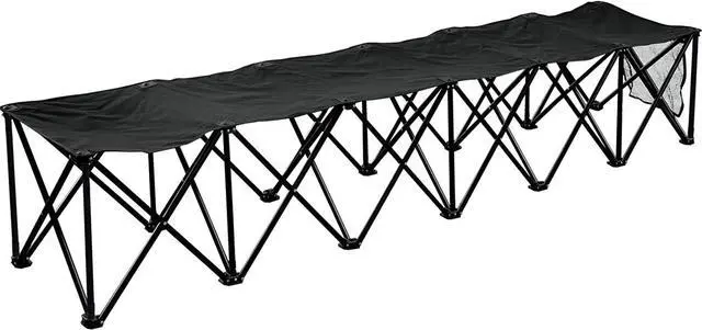 Main image of YardGrow 6 Seater Portable Folding Team Sports Sideline Bench Chairs for Camping Outdoor Waterproof (Black)