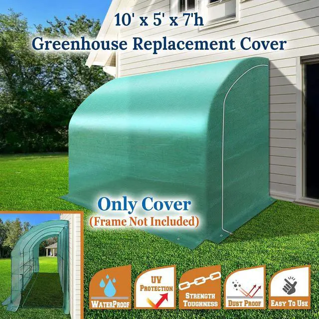 Alt view image 4 of 7 - YardGrow Greenhouse Replacement Cover for 10x5x7'H Outdoor Lean to Walk-in Wall Greenhouse Portable Waterproof Hot House (Green)