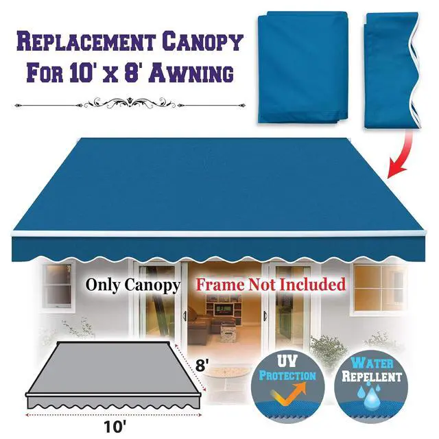 Alt view image 2 of 7 - YardGrow Retractable Awning Fabric Replacement Outdoor Sunshade Canopy Awning Cover for 10' x 8' Awning, Canopy ONLY, Frame NOT Included (Navy Blue)