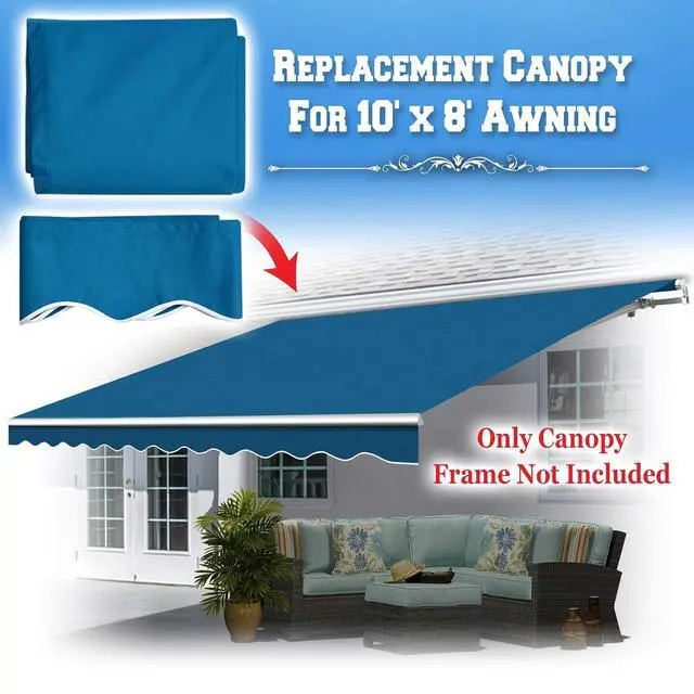 Alt view image 3 of 7 - YardGrow Retractable Awning Fabric Replacement Outdoor Sunshade Canopy Awning Cover for 10' x 8' Awning, Canopy ONLY, Frame NOT Included (Navy Blue)