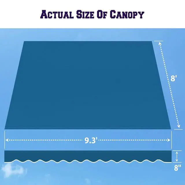 Alt view image 4 of 7 - YardGrow Retractable Awning Fabric Replacement Outdoor Sunshade Canopy Awning Cover for 10' x 8' Awning, Canopy ONLY, Frame NOT Included (Navy Blue)
