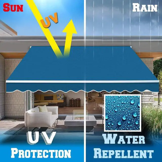 Alt view image 5 of 7 - YardGrow Retractable Awning Fabric Replacement Outdoor Sunshade Canopy Awning Cover for 10' x 8' Awning, Canopy ONLY, Frame NOT Included (Navy Blue)