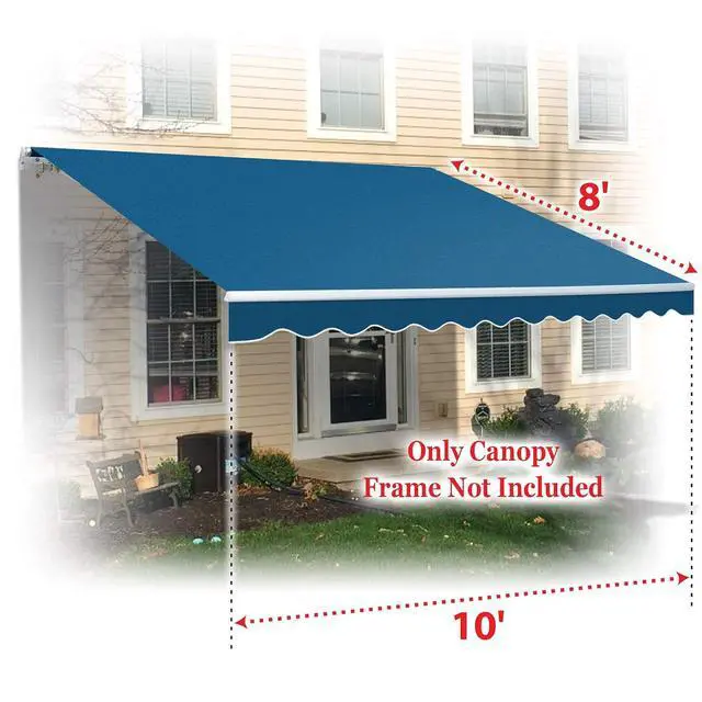Alt view image 6 of 7 - YardGrow Retractable Awning Fabric Replacement Outdoor Sunshade Canopy Awning Cover for 10' x 8' Awning, Canopy ONLY, Frame NOT Included (Navy Blue)