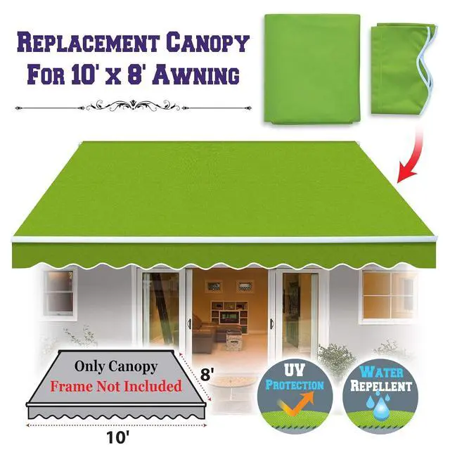 Alt view image 2 of 7 - YardGrow Retractable Awning Fabric Replacement Outdoor Sunshade Canopy Awning Cover for 10' x 8' Awning, Canopy ONLY, Frame NOT Included (Apple Green)