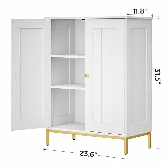 Alt view image 2 of 7 - Homhedy Bathroom Storage Cabinet, Freestanding Floor Cabinet, White | Bathroom Organizers and Storage, Adjustable Shelves, Small Cabinet for Bathroom Living Room Laundry Room