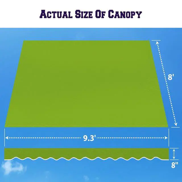Alt view image 4 of 7 - YardGrow Retractable Awning Fabric Replacement Outdoor Sunshade Canopy Awning Cover for 10' x 8' Awning, Canopy ONLY, Frame NOT Included (Apple Green)