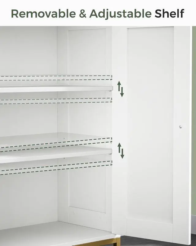 Alt view image 6 of 7 - Homhedy Bathroom Storage Cabinet, Freestanding Floor Cabinet, White | Bathroom Organizers and Storage, Adjustable Shelves, Small Cabinet for Bathroom Living Room Laundry Room