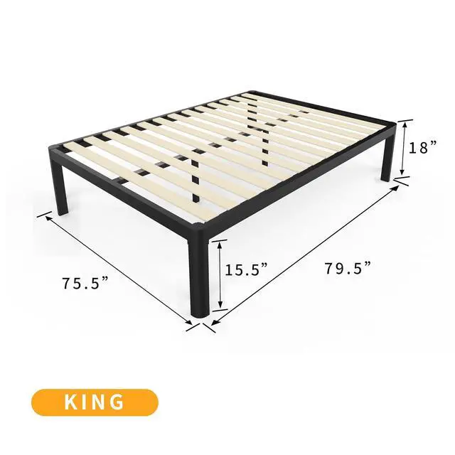 Alt view image 3 of 7 - MAF 18 Inch King Platform Bed Frame with Wooden Slats and Round Corner Legs | 3500 Lbs Heavy Duty Metal Support, Anti-Collision, Under-bed Storage, No Box Spring Needed, Easy Assembly, No side legs