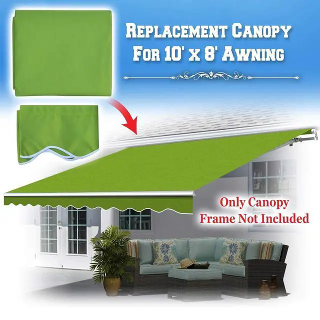 Alt view image 3 of 7 - YardGrow Retractable Awning Fabric Replacement Outdoor Sunshade Canopy Awning Cover for 10' x 8' Awning, Canopy ONLY, Frame NOT Included (Apple Green)