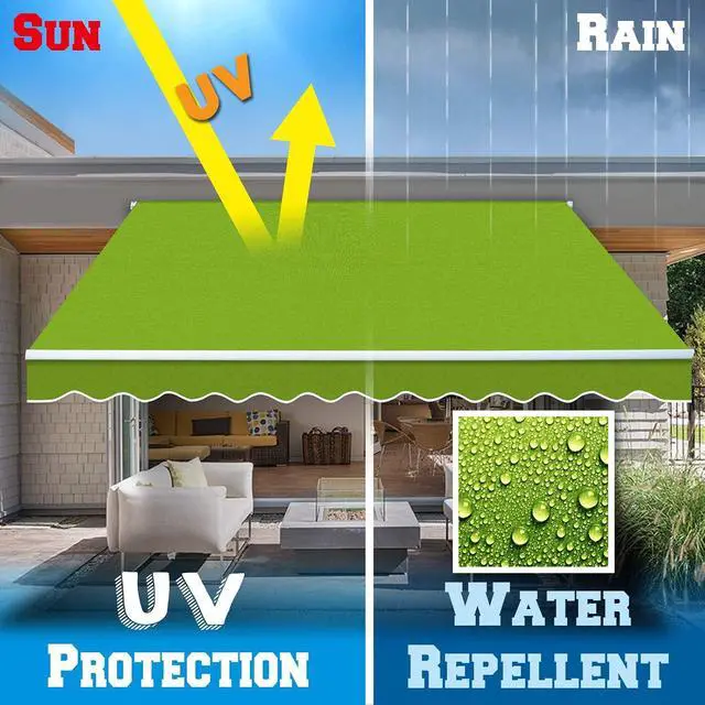 Alt view image 5 of 7 - YardGrow Retractable Awning Fabric Replacement Outdoor Sunshade Canopy Awning Cover for 10' x 8' Awning, Canopy ONLY, Frame NOT Included (Apple Green)