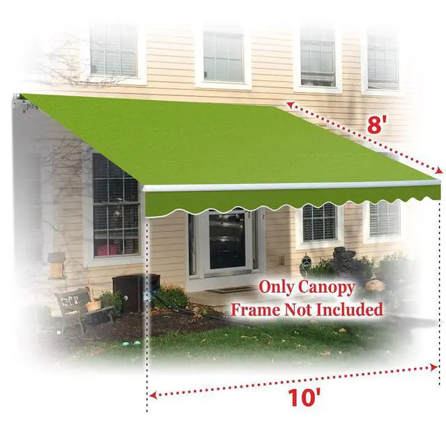 Alt view image 6 of 7 - YardGrow Retractable Awning Fabric Replacement Outdoor Sunshade Canopy Awning Cover for 10' x 8' Awning, Canopy ONLY, Frame NOT Included (Apple Green)