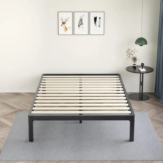 Main image of MAF 14 Inch King Platform Bed Frame with Wooden Slats and Round Corner Legs | 3500 Lbs Heavy Duty Metal Support, Anti-Collision, Under-bed Storage, No Box Spring Needed, Easy Assembly, No side legs