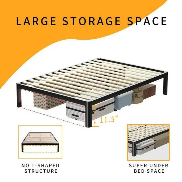 Alt view image 5 of 7 - MAF 14 Inch King Platform Bed Frame with Wooden Slats and Round Corner Legs | 3500 Lbs Heavy Duty Metal Support, Anti-Collision, Under-bed Storage, No Box Spring Needed, Easy Assembly, No side legs