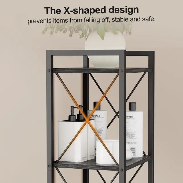 Alt view image 4 of 7 - Homhedy 6 Tier Small Bookshelf, Tall Narrow Bookcase, Metal Book Shelf | Industrial Style for Small Spaces, Home, Office, Living Room, Kitchen, Bedroom , 10.4" D x 13" W x 67.4" H, Black