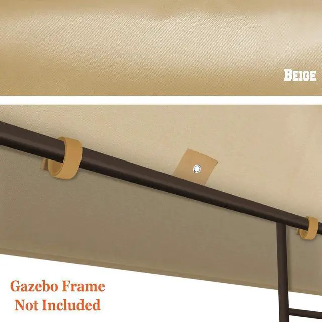 Alt view image 5 of 7 - YardGrow 10'x10' Gazebo Canopy Replacement Top Double Tiered Canopy Top Cover Patio Pavilion Cover Sunshade 2 Tier, Canopy ONLY (Beige)
