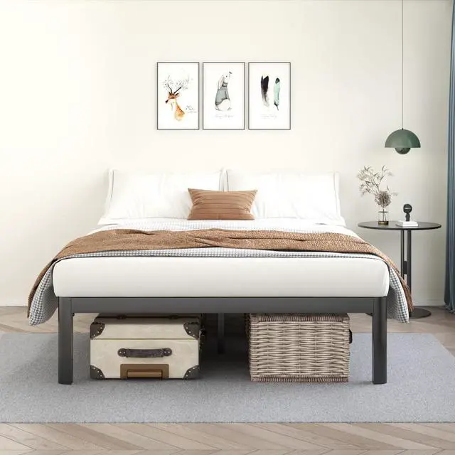 Alt view image 7 of 7 - MAF 18 Inch Full Platform Bed Frame with Wooden Slats and Round Corner Legs | 3500 Lbs Heavy Duty Metal Support, Anti-Collision, Under-bed Storage, No Box Spring Needed, Easy Assembly, No side legs