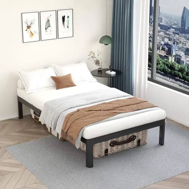 Alt view image 2 of 7 - MAF 18 Inch Twin Platform Bed Frame with Wooden Slats and Round Corner Legs | 3500 Lbs Heavy Duty Metal Support, Anti-Collision, Under-bed Storage, No Box Spring Needed, Easy Assembly, No side legs