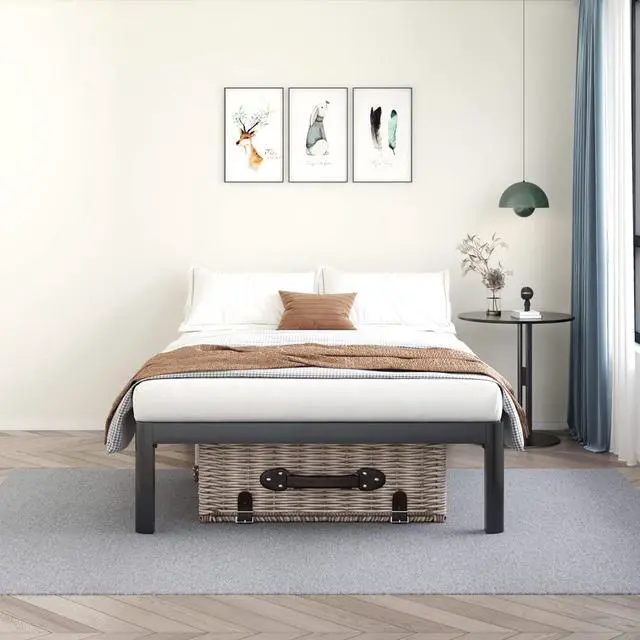 Alt view image 7 of 7 - MAF 18 Inch Twin Platform Bed Frame with Wooden Slats and Round Corner Legs | 3500 Lbs Heavy Duty Metal Support, Anti-Collision, Under-bed Storage, No Box Spring Needed, Easy Assembly, No side legs