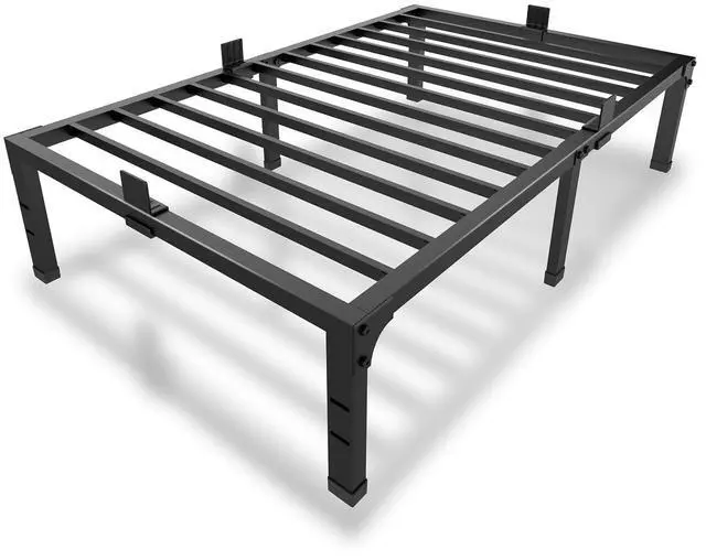 Main image of MAF 14 Inch Metal Platform Twin Bed Frames with Steel Slats Support Black | 4 Mattress Baffles, Heavy Duty, No Box Spring Needed, Noise Free, Non-Slip, Easy Assembly, Storage Space, Headboard Holes