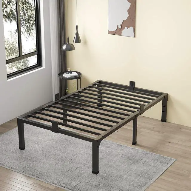 Alt view image 6 of 7 - MAF 14 Inch Metal Platform Twin Bed Frames with Steel Slats Support Black | 4 Mattress Baffles, Heavy Duty, No Box Spring Needed, Noise Free, Non-Slip, Easy Assembly, Storage Space, Headboard Holes