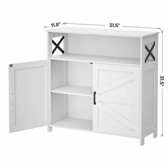 Alt view image 3 of 7 - Homhedy Small Coffee Bar Cabinet, Buffet Cabinet with Adjustable Shelf | Coffee Cabinet with Storage Farmhouse Sideboard Storage Cabinet for Small Spaces, 11.8" D x 31.5" W x 31.5" H, White