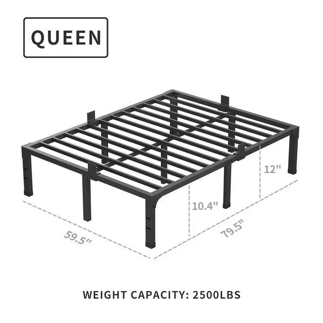 Alt view image 3 of 7 - MAF 12 Inch Queen Bed Frames with Mattress Stopper and Steel Slats Support | Heavy Duty Platform, No Box Spring Needed, Noise Free, Non-Slip, Easy Assembly, Under-bed Storage Space, Headboard Holes
