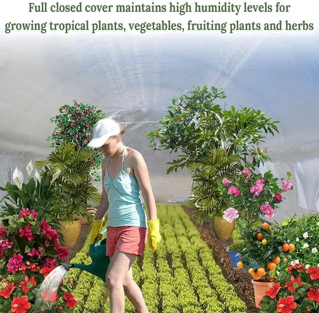 Alt view image 3 of 7 - Yardgrow Greenhouse Replacement Cover Half-Transparent Greenhouse Cover Replacement Canopy ONLY, Frame NOT Included (24.6x10x7 FT)