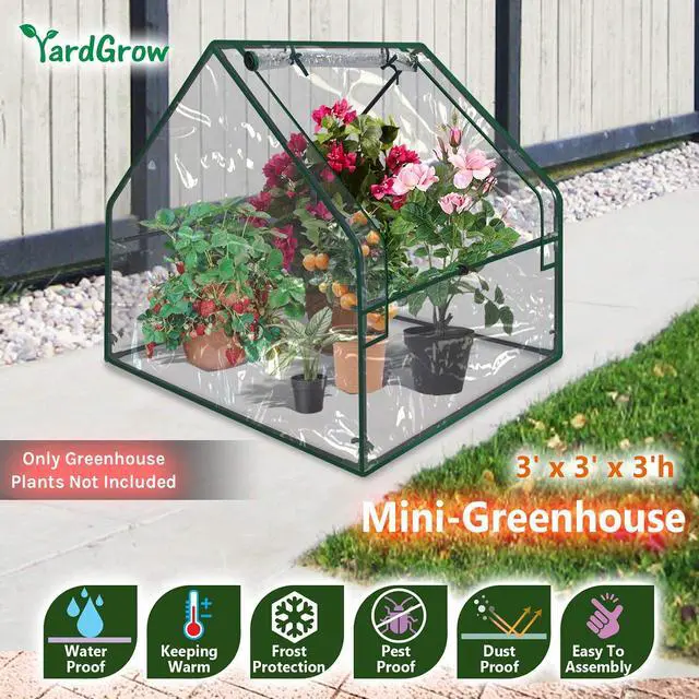 Alt view image 2 of 3 - Yardgrow Portable Mini Greenhouse Gardening Flower House Plants Yard Hot Herb (PVC Cover) (3'X3'X3' H)