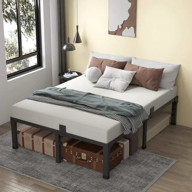 Alt view image 2 of 7 - MAF 12 Inch King Size Bed Frame with Mattress Stopper Steel Slats Support | Heavy Duty Platform, No Box Spring Needed, Noise Free, Non-Slip, Easy Assembly, Under-bed Storage Space, Headboard Holes