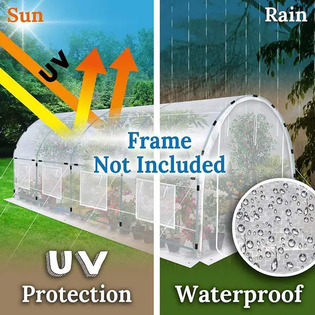 Alt view image 4 of 7 - Yardgrow Greenhouse Replacement Cover Half-Transparent Greenhouse Cover Replacement Canopy ONLY, Frame NOT Included (24.6x10x7 FT)