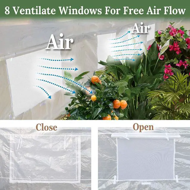 Alt view image 6 of 7 - Yardgrow Greenhouse Replacement Cover Half-Transparent Greenhouse Cover Replacement Canopy ONLY, Frame NOT Included (24.6x10x7 FT)