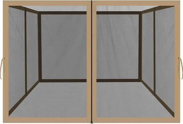 Main image of YardGrow Replacement Mosquito Netting Mesh Sidewalls for 10'x10' Gazebo, Mosquito Net Only, 4 Pack (Tan)