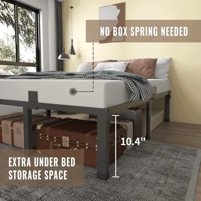 Alt view image 5 of 7 - MAF 12 Inch Twin Bed Frames with Mattress Stopper and Steel Slat Support | Heavy Duty Platform, No Box Spring Needed, Noise Free, Non-Slip, Easy Assembly, Under-bed Storage Space, Headboard Holes