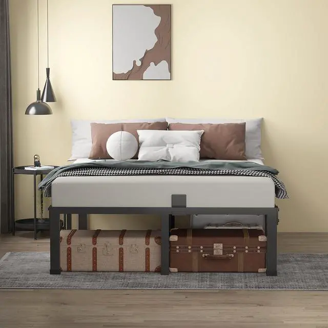 Alt view image 6 of 7 - MAF 14 Inch Metal Platform Full Size Bed Frames with Steel Slats Support | 4 Mattress Baffles, Heavy Duty, No Box Spring Needed, Noise Free, Non-Slip, Easy Assembly, Storage Space, Headboard Holes