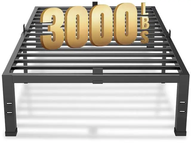 Main image of MAF Twin Bed Frame 14 Inch Metal Platform Black with Mattress Slip Stopper | Heavy Duty Steel Slat Support, No Box Spring Needed, Easy Assembly, Storage Space, Noise Free, Headboard Holes