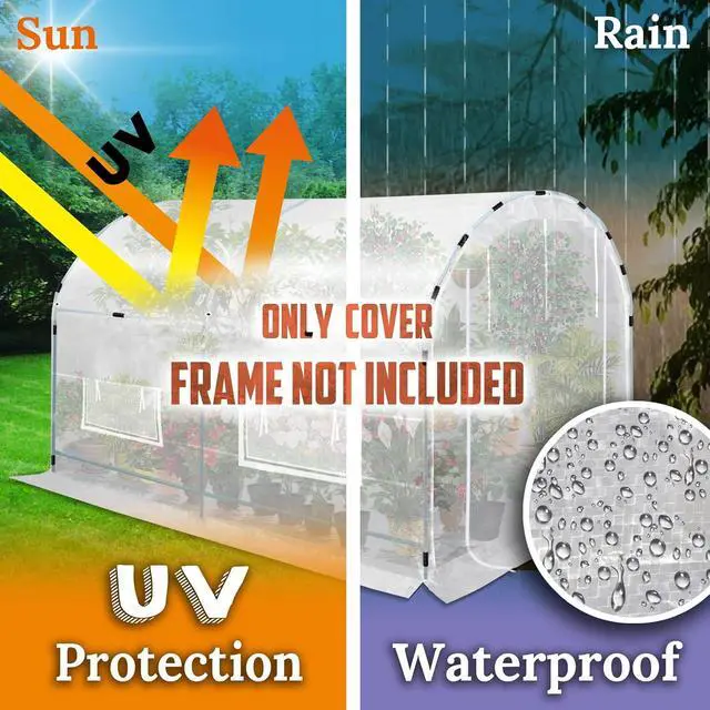 Alt view image 7 of 7 - YardGrow Half-Transparent Greenhouse Cover Replacement Greenhouse Replacement Cover ONLY, Frame NOT Included (10x7x6 FT)