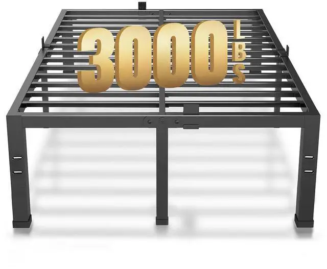 Main image of MAF 18 Inch King Size Bed Frame Metal Platform Black with Mattress Stopper | Heavy Duty Steel Slat Support, No Box Spring Needed, Easy Assembly, Storage Space, Noise Free, Headboard Holes