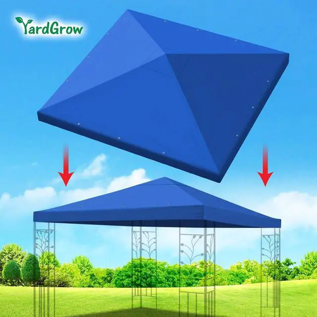 Alt view image 2 of 7 - YardGrow 10x10 FT Gazebo Replacement Canopy Top Cover Single Tiered Patio Sunshade Upgraded UV Protection, Canopy Cover ONLY (Blue)