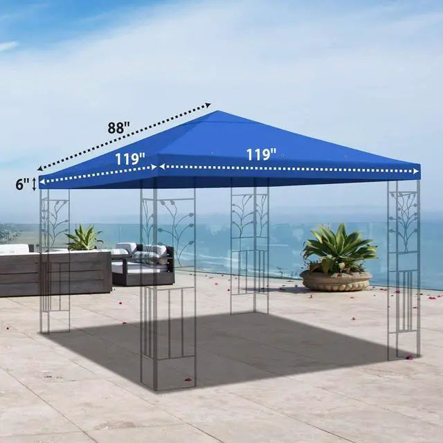 Alt view image 3 of 7 - YardGrow 10x10 FT Gazebo Replacement Canopy Top Cover Single Tiered Patio Sunshade Upgraded UV Protection, Canopy Cover ONLY (Blue)