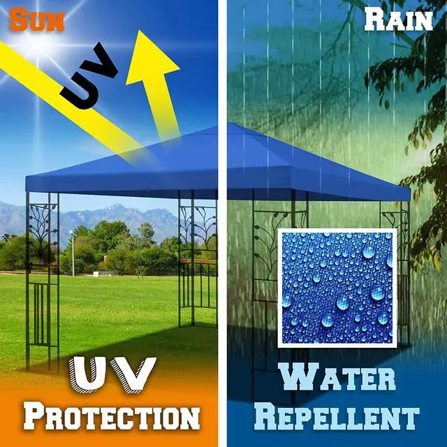 Alt view image 4 of 7 - YardGrow 10x10 FT Gazebo Replacement Canopy Top Cover Single Tiered Patio Sunshade Upgraded UV Protection, Canopy Cover ONLY (Blue)