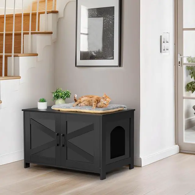 Alt view image 7 of 7 - Homhedy Cat Litter Box Enclosure