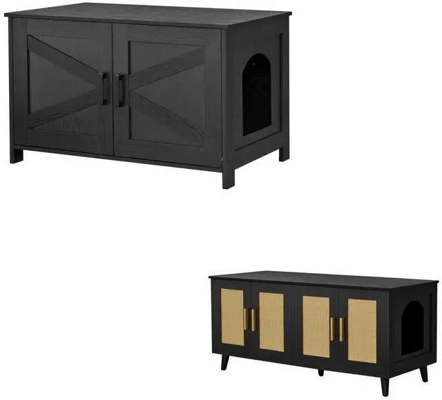 Main image of Homhedy Cat Litter Box Enclosure and Boho Cat Litter Box Enclosure for 2 Cats