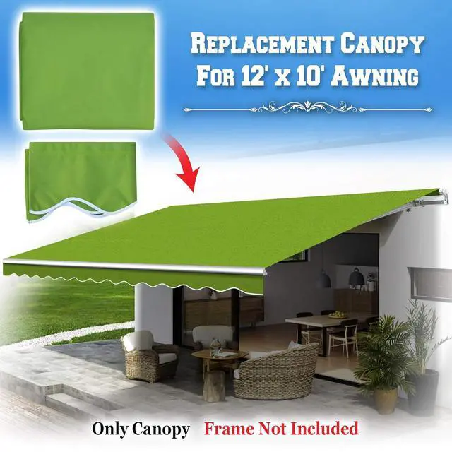 Alt view image 3 of 7 - YardGrow Outdoor Sunshade Canopy Awning Cover Retractable Awning Fabric Replacement for 12' x 10' Awning, Canopy ONLY (Apple Green)