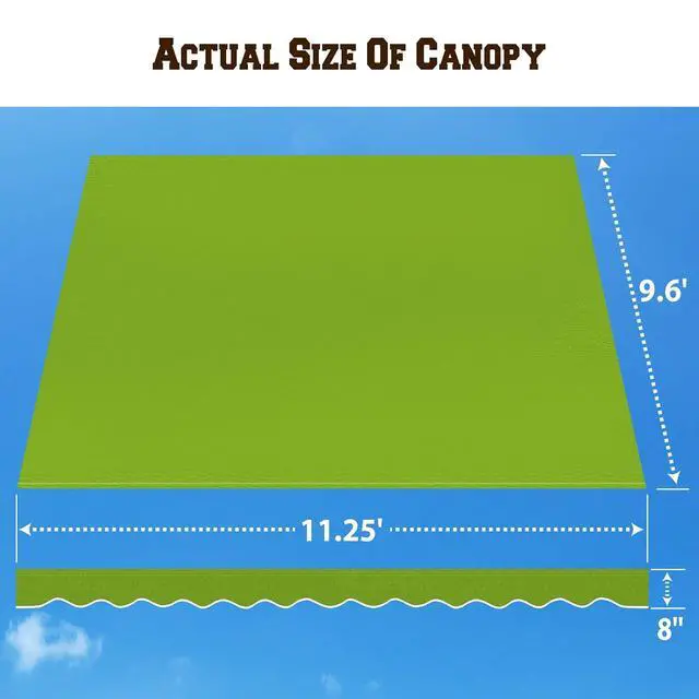 Alt view image 4 of 7 - YardGrow Outdoor Sunshade Canopy Awning Cover Retractable Awning Fabric Replacement for 12' x 10' Awning, Canopy ONLY (Apple Green)